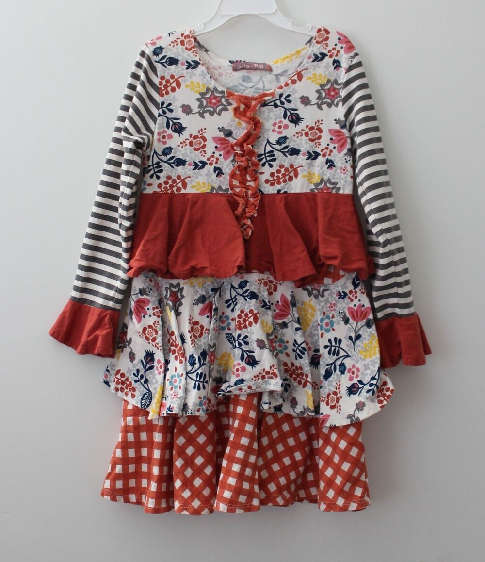 Jelly The Pug Girls Dress Long Sleeve Fox Hill Multicolor Size 7 Pre-Owned